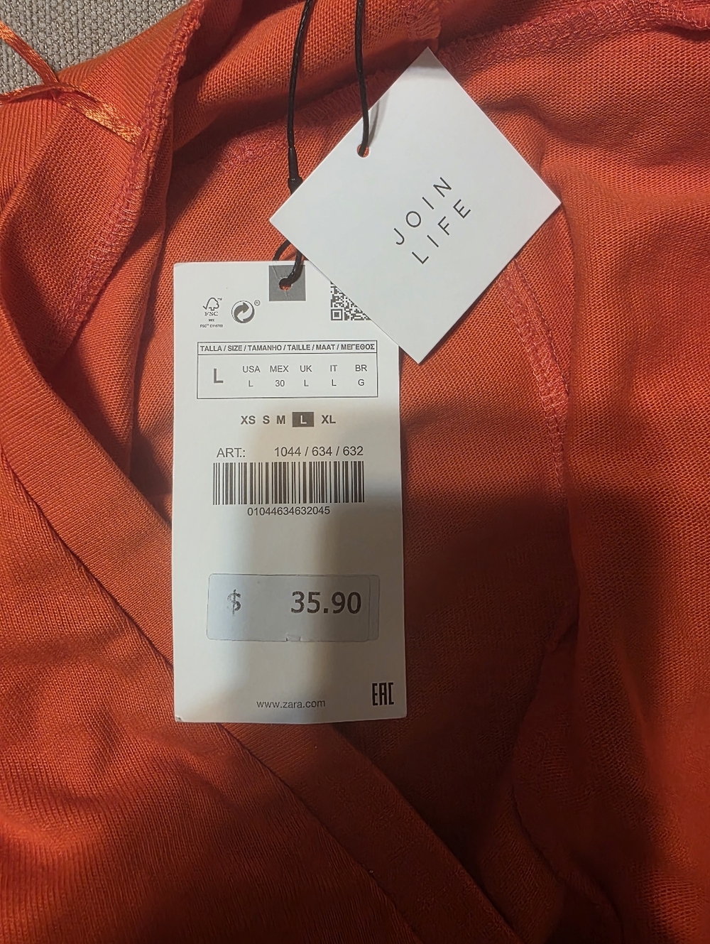 Zara Womens Vibrant Orange V-Neck Tunic Dress Size Large - Picture 4 of 7